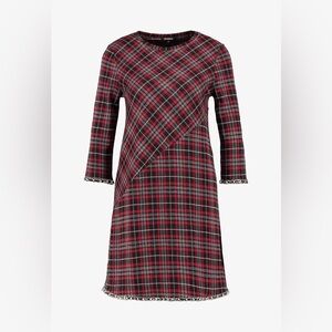 Desigual Women Crew Neck Short Sleeve Embellished A-Line Plaid Loverpool Dress S